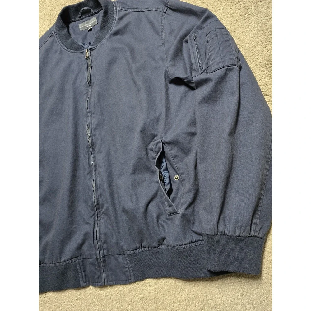 Bleecker & Broad Navy Canvas Bomber Jacket Mens XL Full Zip‎ Military